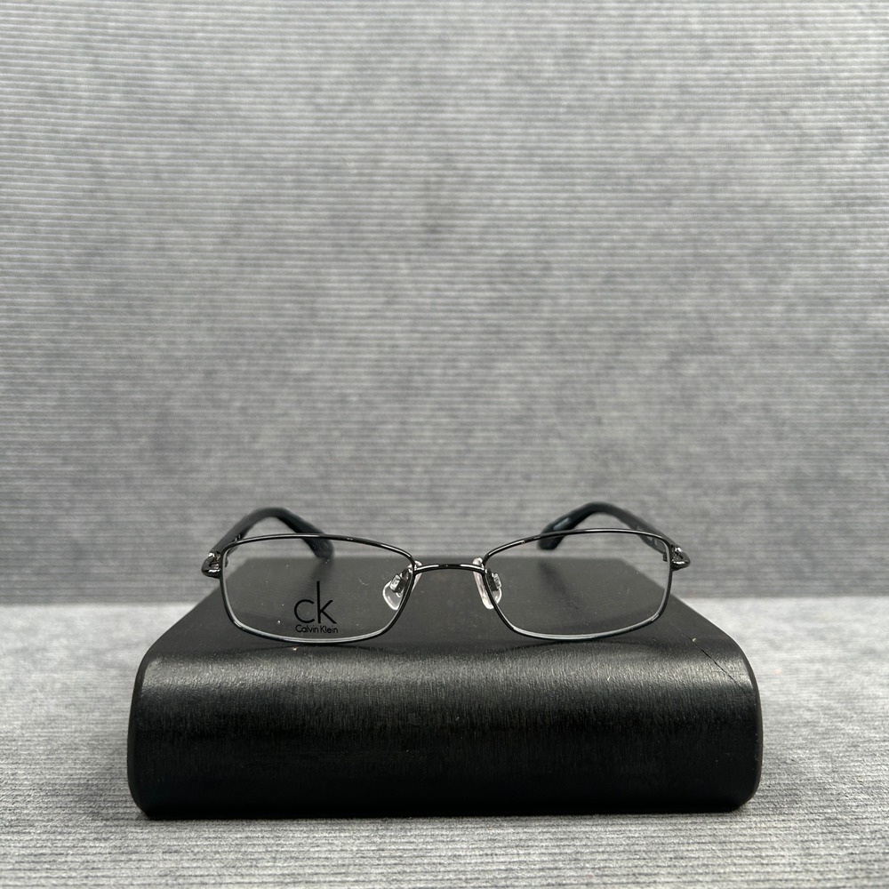 Calvin Klein CK5299 033 Gunmetal Black Rectangular y2k Eyeglasses 47-16-130 vtg